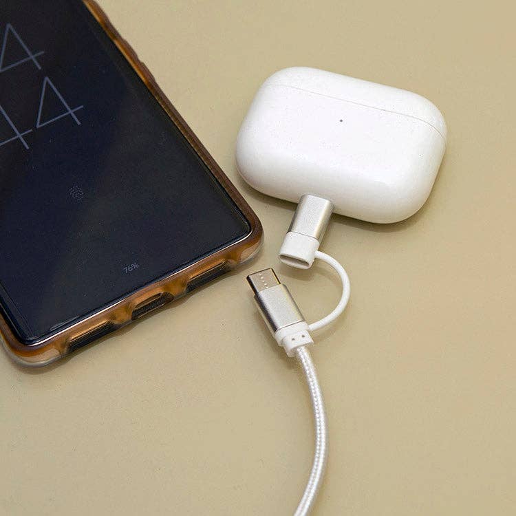 Silver 2-in-1 Braided Cable