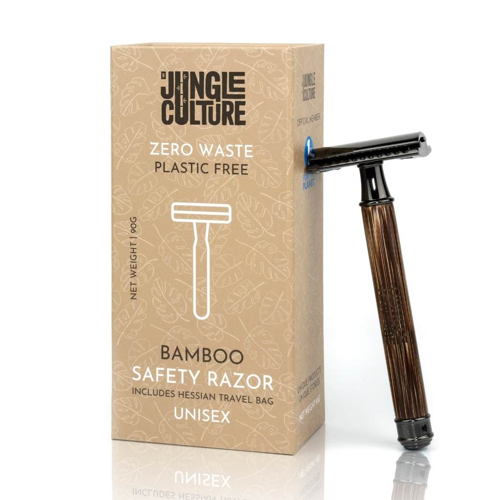 Bamboo Safety Razor - Unisex Eco-Friendly Razors, Zero Waste: Thick Handle / Dark Wood Tone