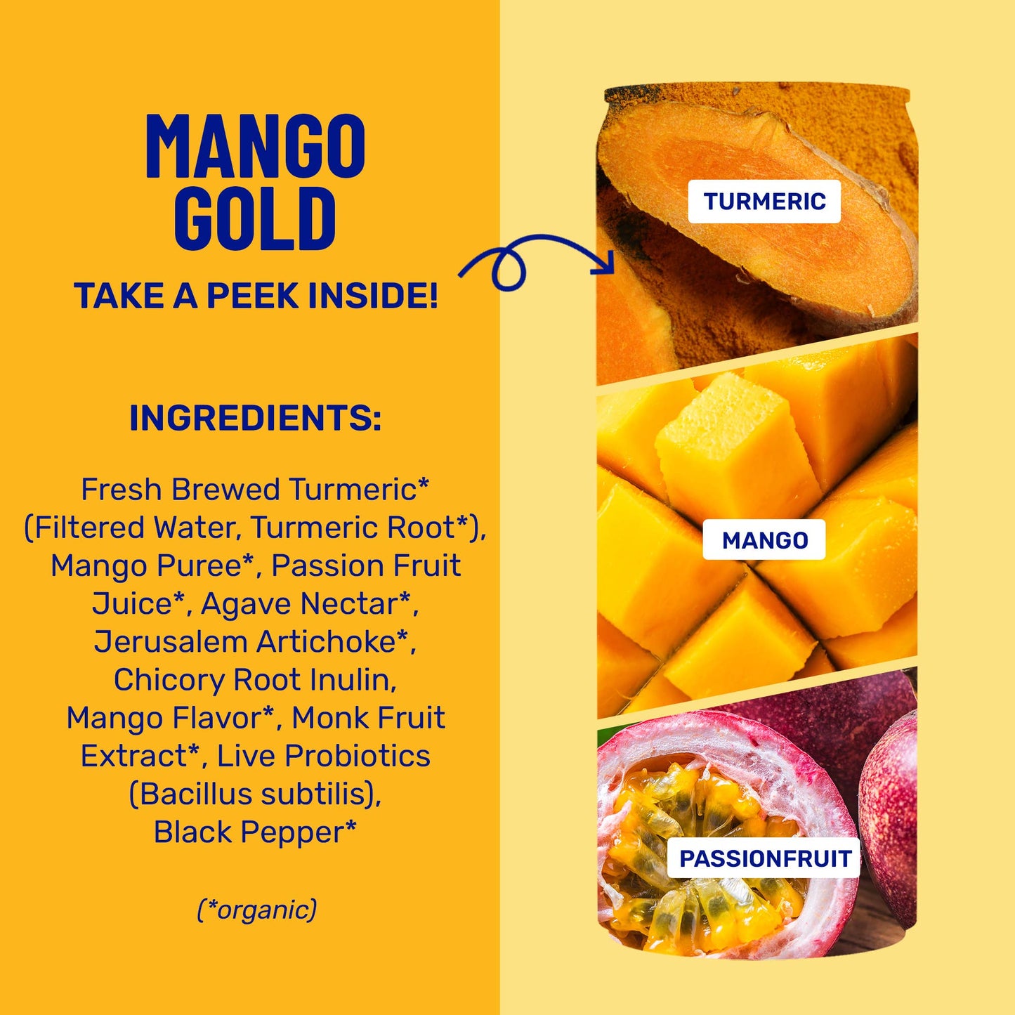 Mango Gold Sparkling Prebiotic + Probiotic Drink