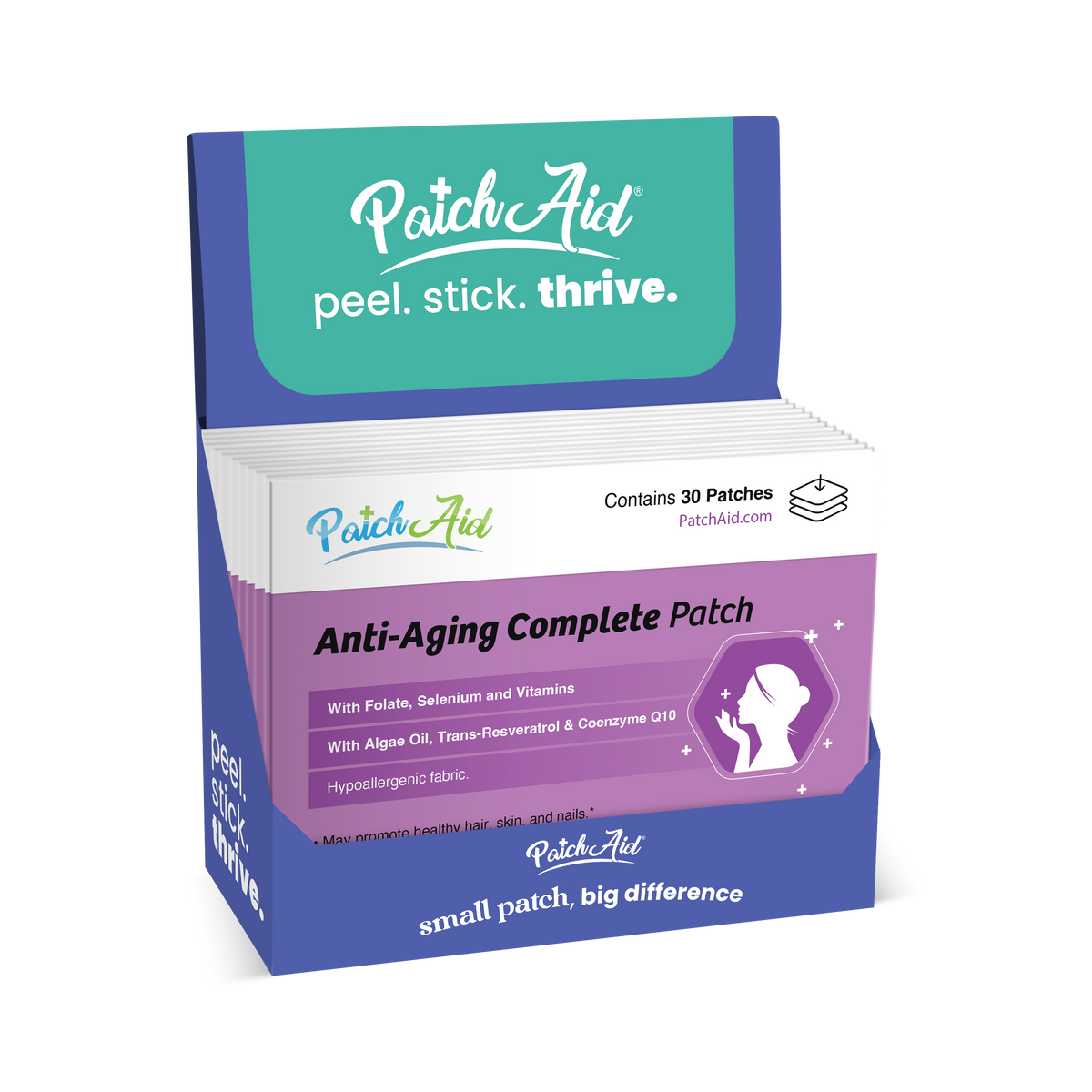 Anti-Aging Complete Vitamin Patch - Skin Health & Vitality: 12-Pack with Display Case