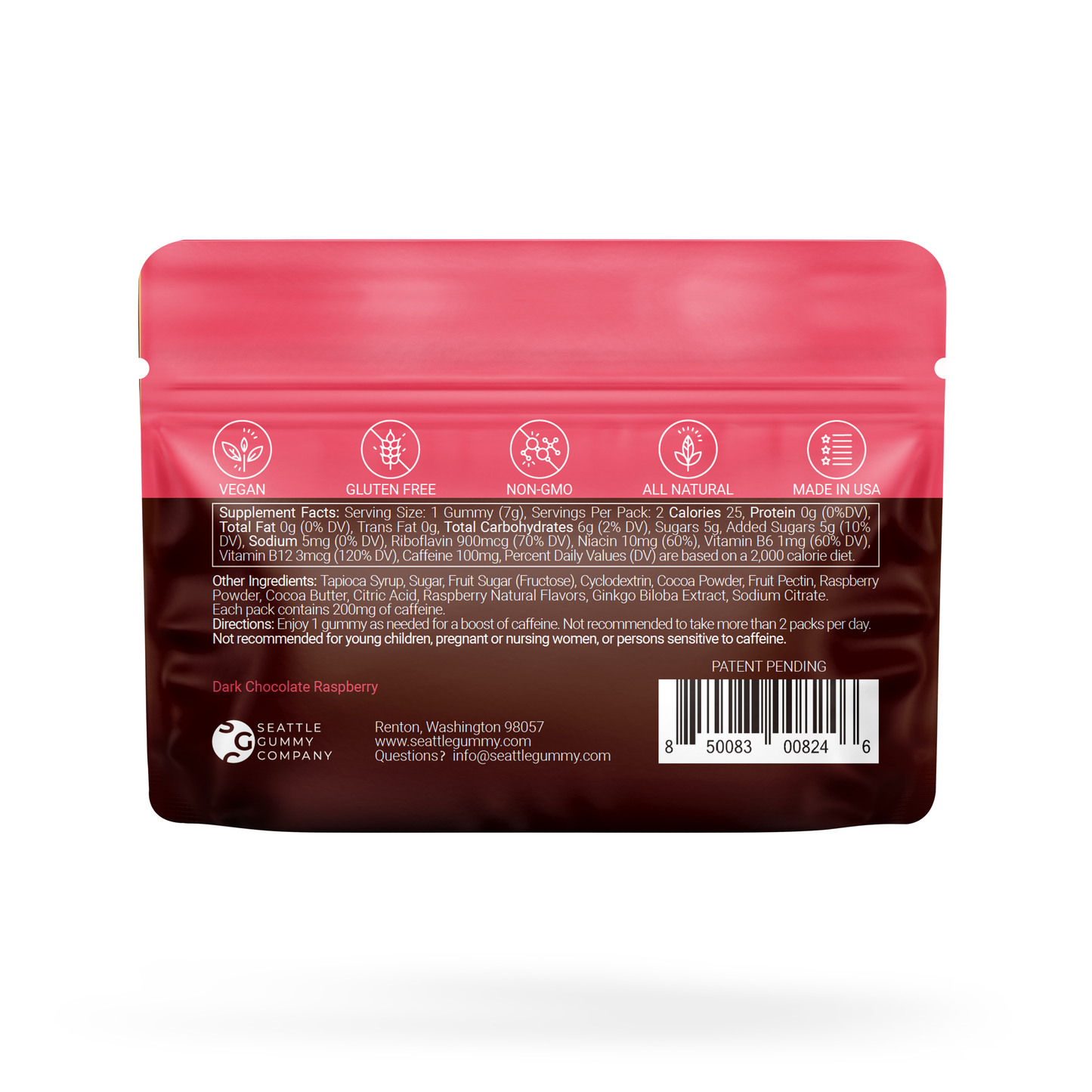 Mocca Shots Chocolate Raspberry Caffeine Gummy |12-Pack