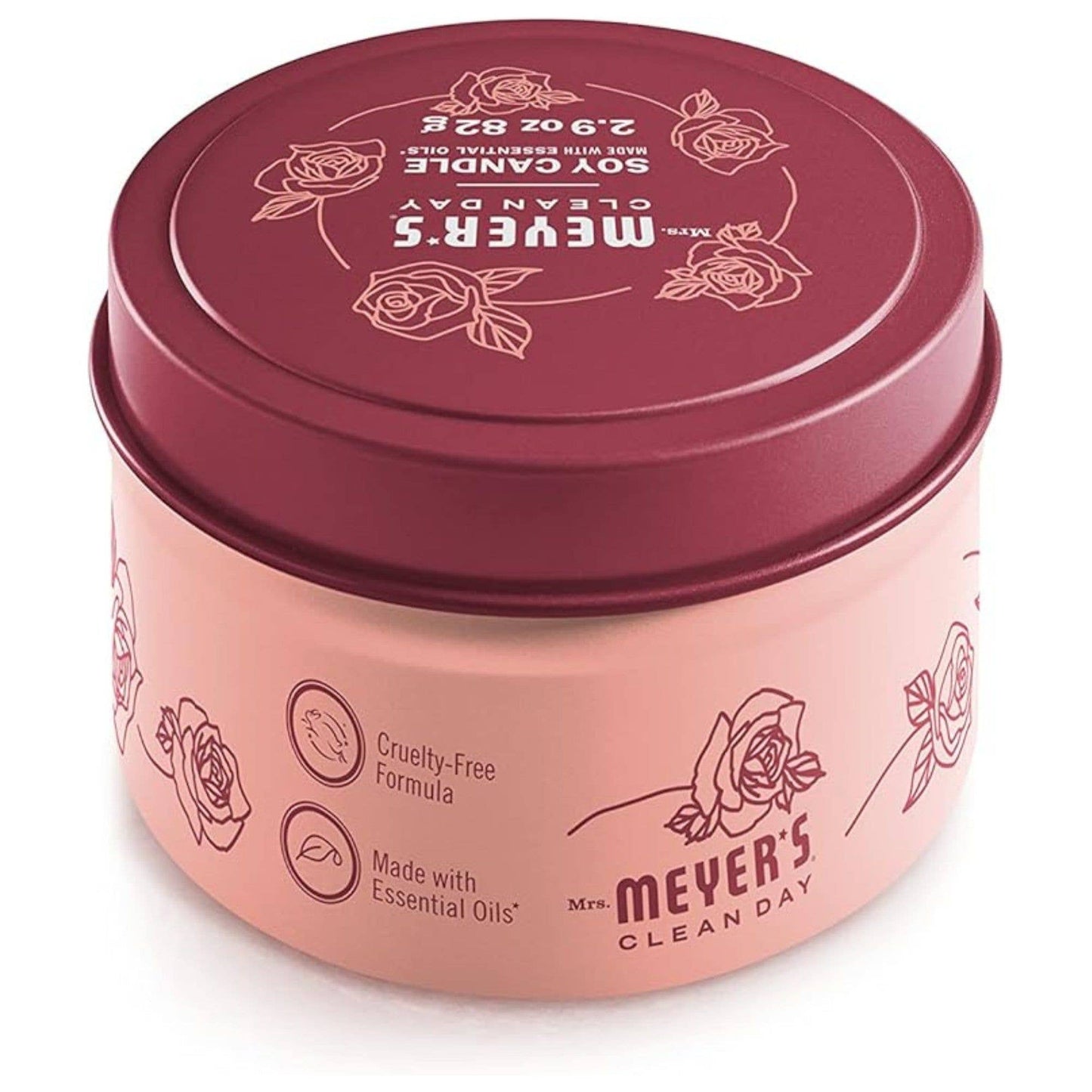 Mrs. Meyer's Limited Edition Soy Tin Candle, Rose, 2.9 oz