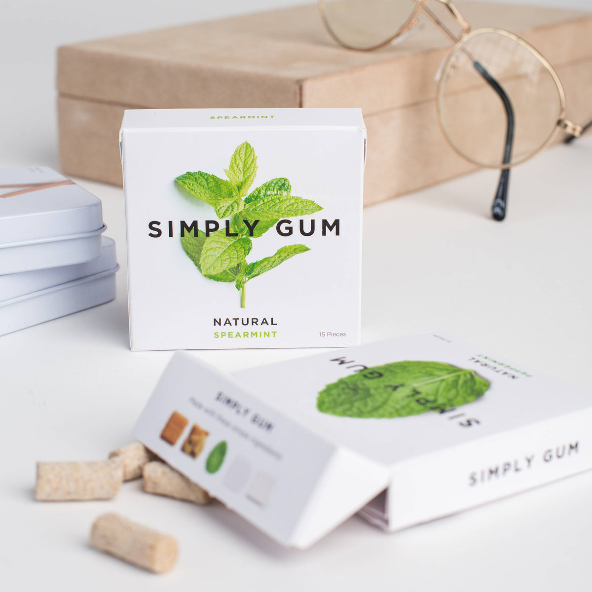 Spearmint Chewing Gum - Natural + Plastic-Free | 12 Pack