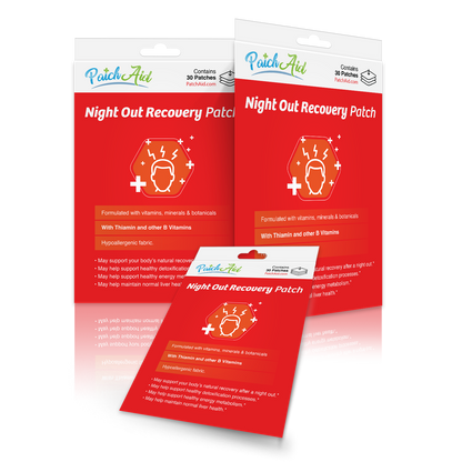 Night Out Recovery Patch - Fast Recovery & Vitamin Support: 12-Pack with Display Case