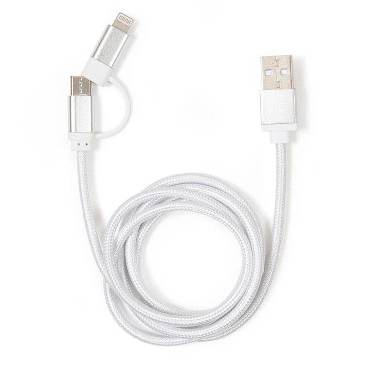 Silver 2-in-1 Braided Cable