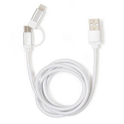 Silver 2-in-1 Braided Cable