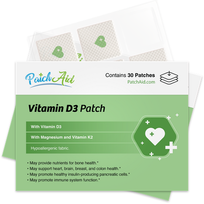Vitamin D3 with K2 Patch - Bone, Heart & Immune Support: 12-Pack with Display Case