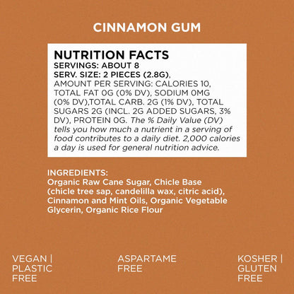 Cinnamon Chewing Gum - Natural + Plastic-Free | 12 Pack