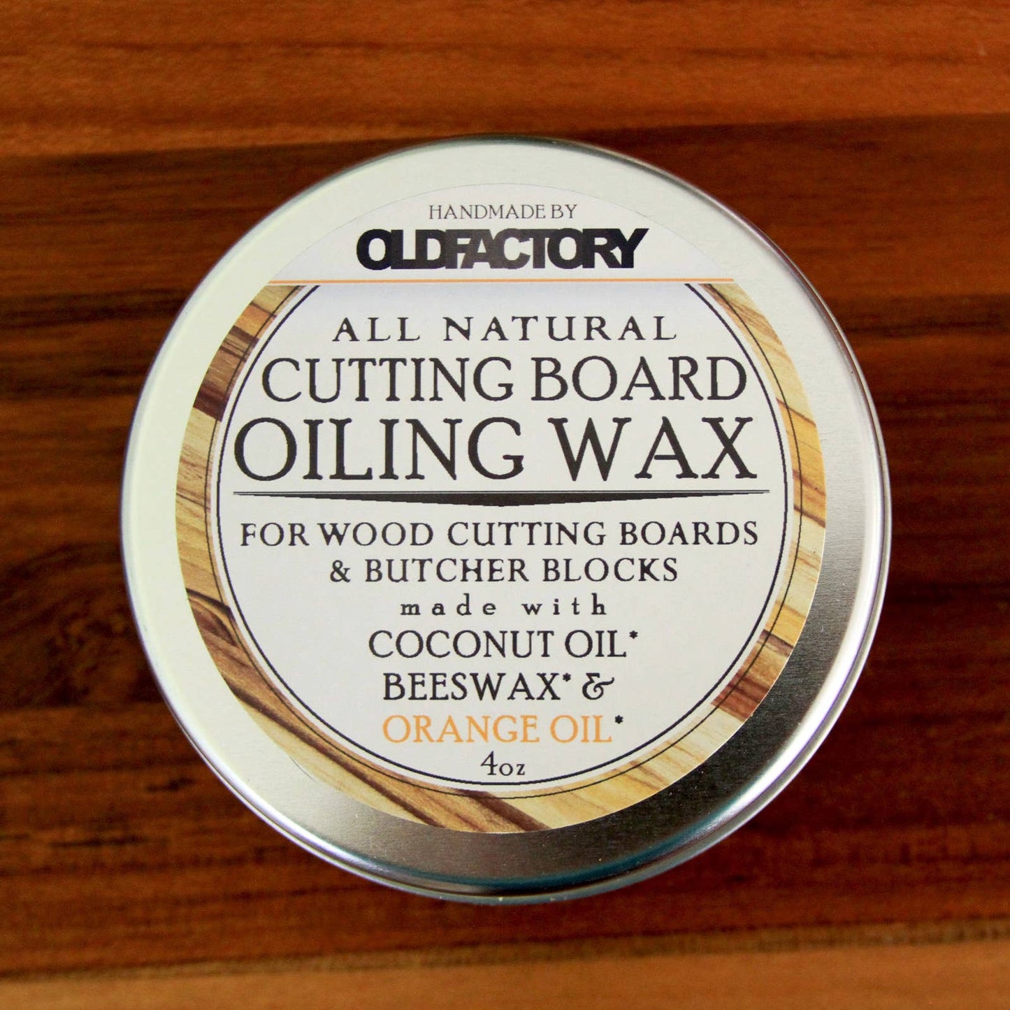 All Natural Cutting Board Oiling Wax 4oz Tin: Chef's Blend