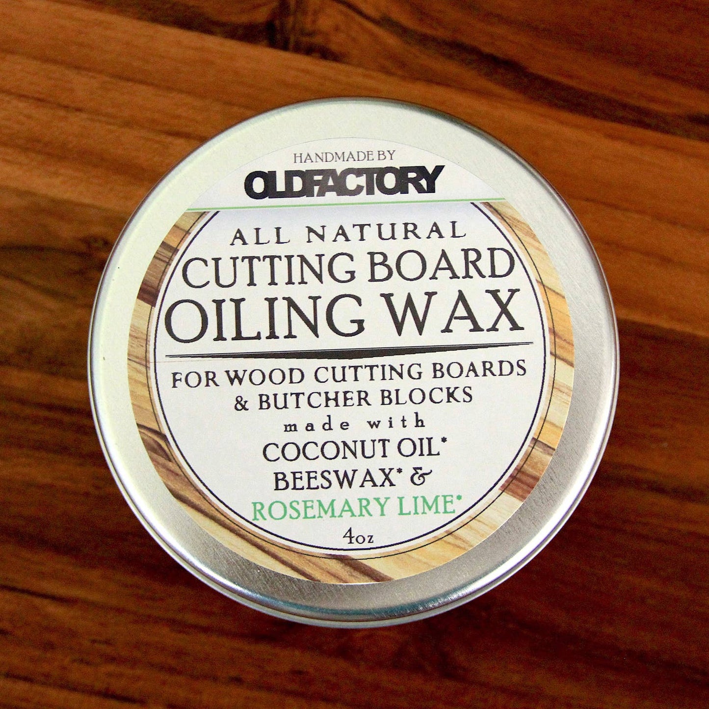 All Natural Cutting Board Oiling Wax 4oz Tin: Chef's Blend