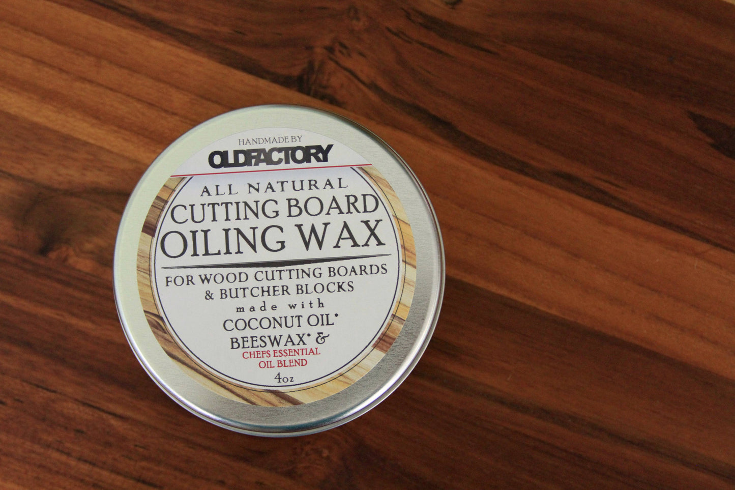 All Natural Cutting Board Oiling Wax 4oz Tin: Chef's Blend