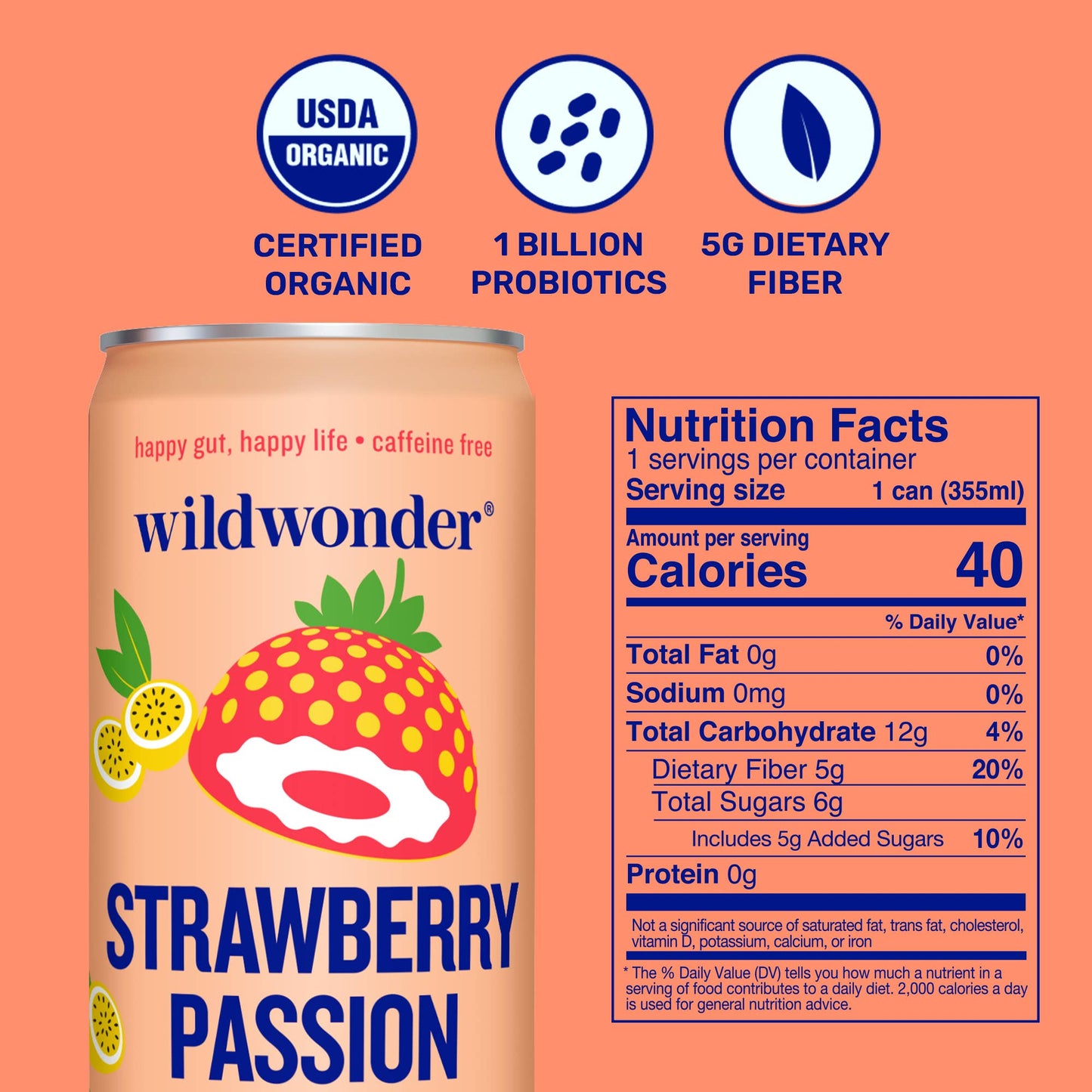 Strawberry Passion Sparkling Prebiotic + Probiotic Drink