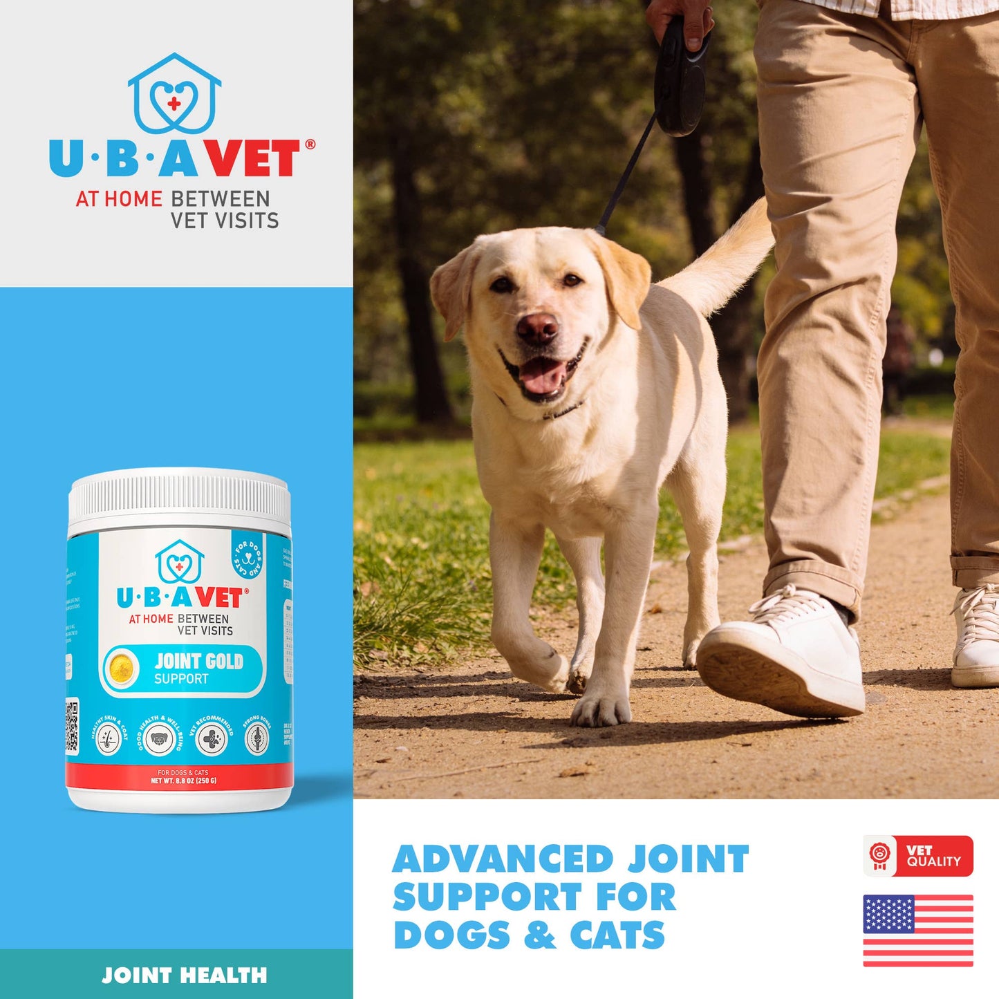 UBAVET Joint Gold Support Powder for Dogs & Cats (8.8 oz)