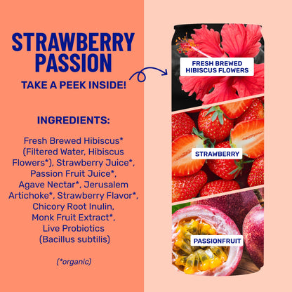 Strawberry Passion Sparkling Prebiotic + Probiotic Drink