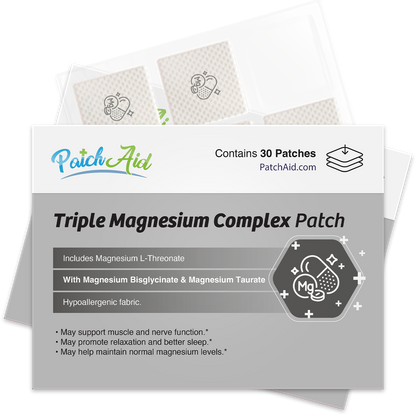 Triple Magnesium Complex Patch - Relaxation & Muscle Support: 12-Pack with Display Case