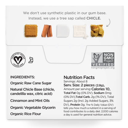Cinnamon Chewing Gum - Natural + Plastic-Free | 12 Pack