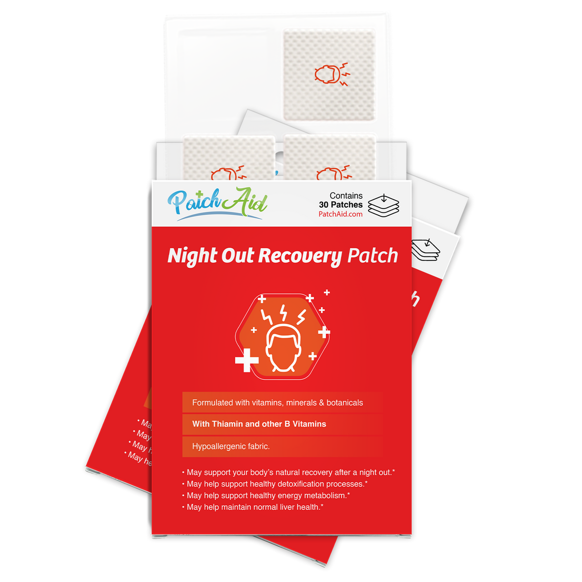 Night Out Recovery Patch - Fast Recovery & Vitamin Support: 12-Pack with Display Case