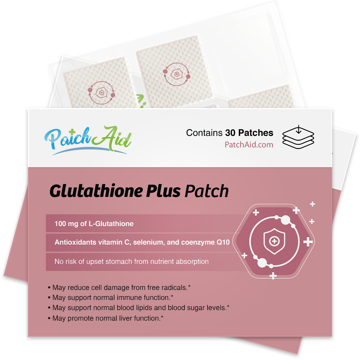 Glutathione Plus Patch - Antioxidant & Detox Support: 12-Pack with Display Case
