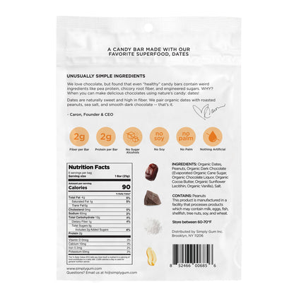 Chocolate Date Bars - Salted Peanut (4.5 oz Bags) | 6 Pack