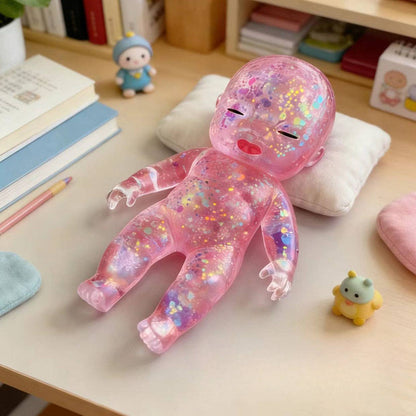 Glitter Jelly Doll Squishy Toy Soft Squeeze Stress Relief: Purple Glitter Doll Squishy / 14cm/5.5inch