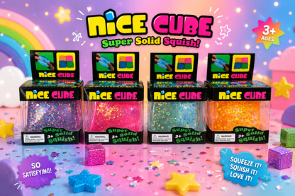 Nice Cube Squishy Toy Set – Fidget Cubes Glitter Series