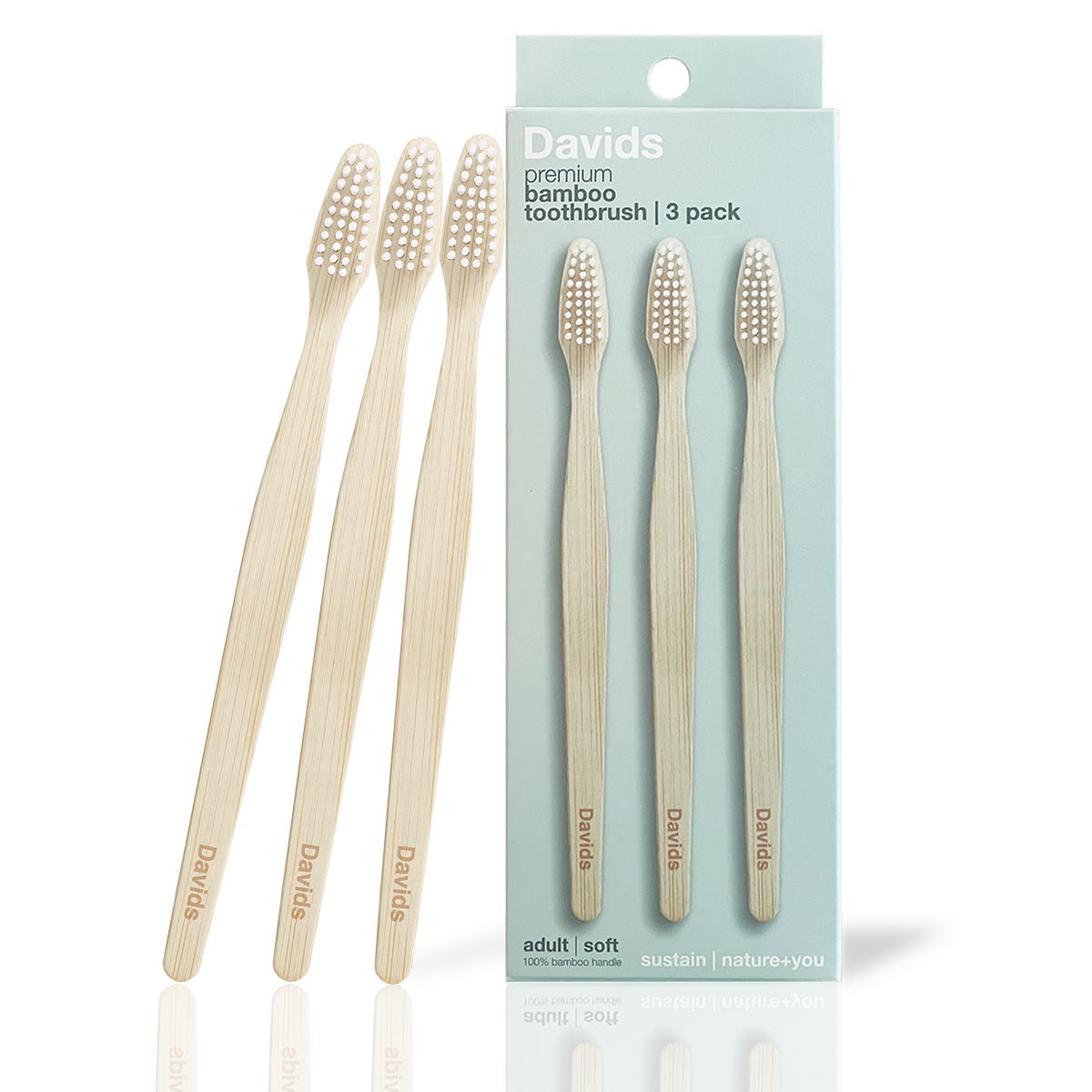 Davids premium bamboo toothbrush | adult soft | 3 pack
