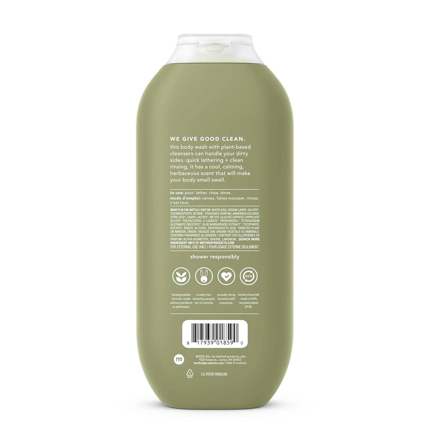 Method Men Body Wash, Juniper + Sage, Paraben and Phthalate Free, 18 fl oz