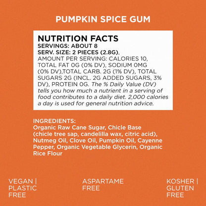 Pumpkin Spice Chewing Gum - Natural + Plastic-Free | 6 Pack