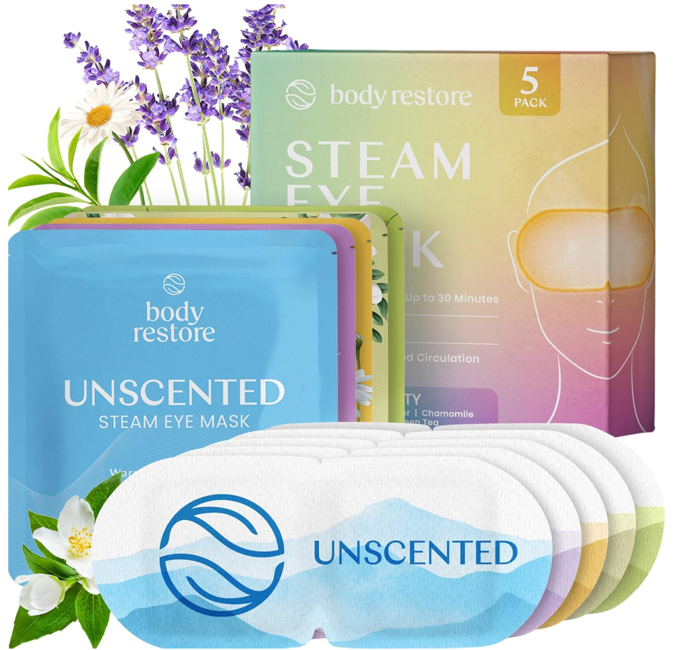 BODY RESTORE Steam Eye Mask Spa Relax Five Packs or Single: SINGLE Green Tea