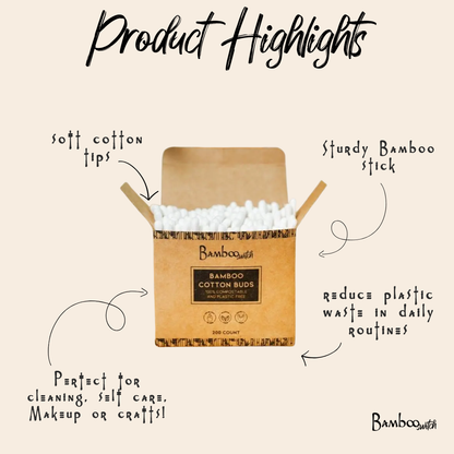 Bamboo Cotton Ear Buds - 200ct | Makeup Bestseller