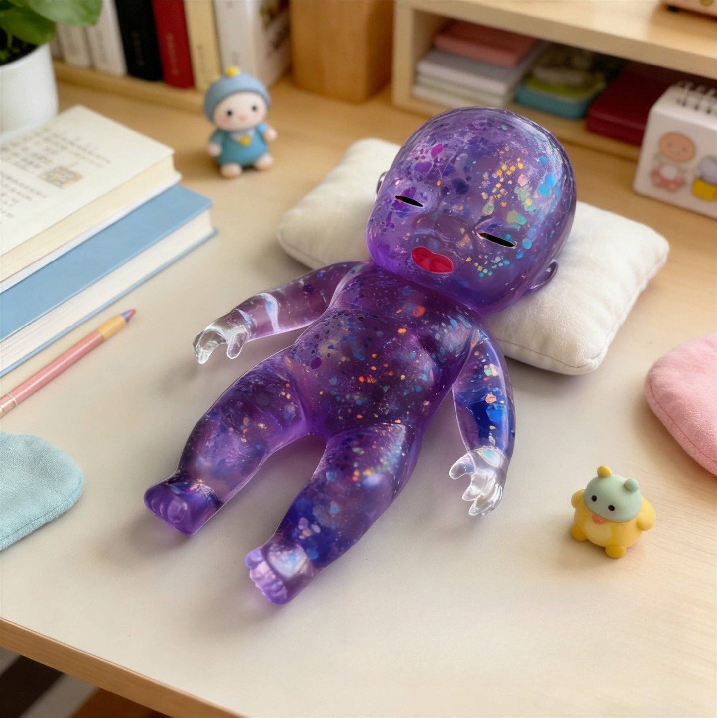 Glitter Jelly Doll Squishy Toy Soft Squeeze Stress Relief: Pink Glitter Doll Squishy / 14cm/5.5inch