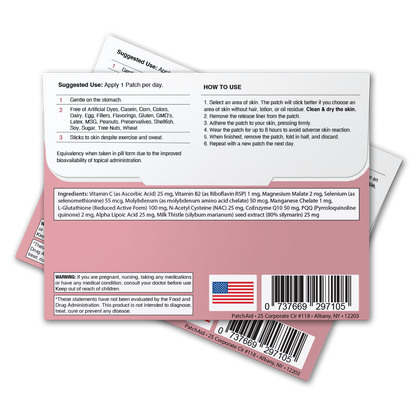 Glutathione Plus Patch - Antioxidant & Detox Support: 12-Pack with Display Case