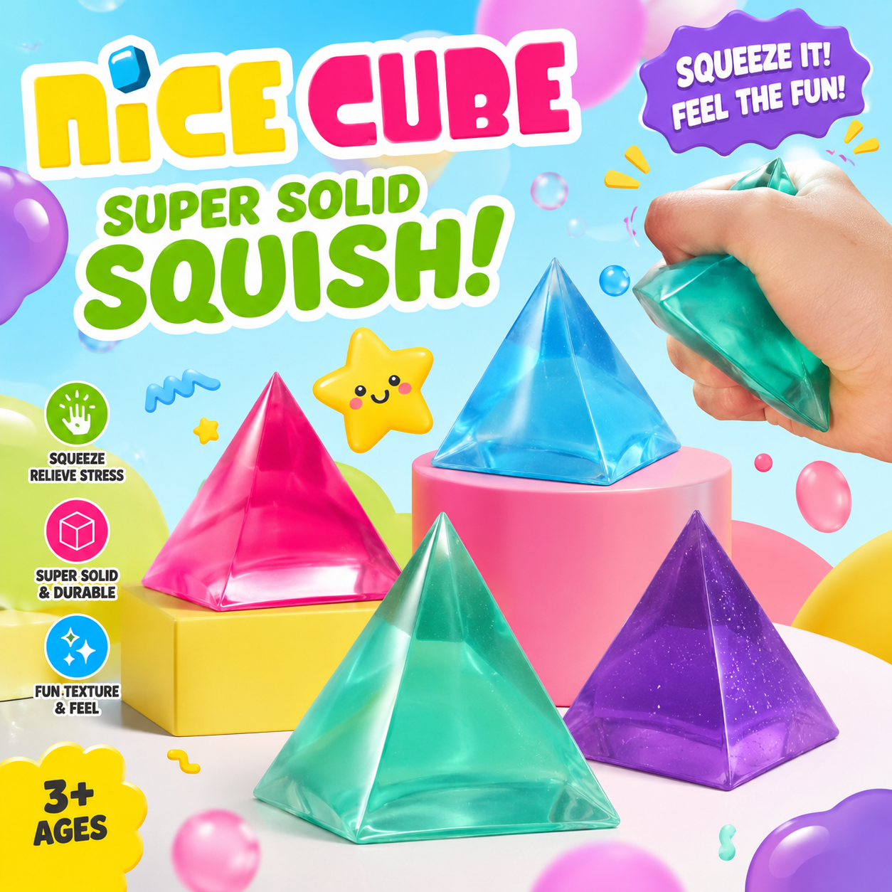 Nice Cube Pyramid Squishy Toy Set – Fidget Cubes