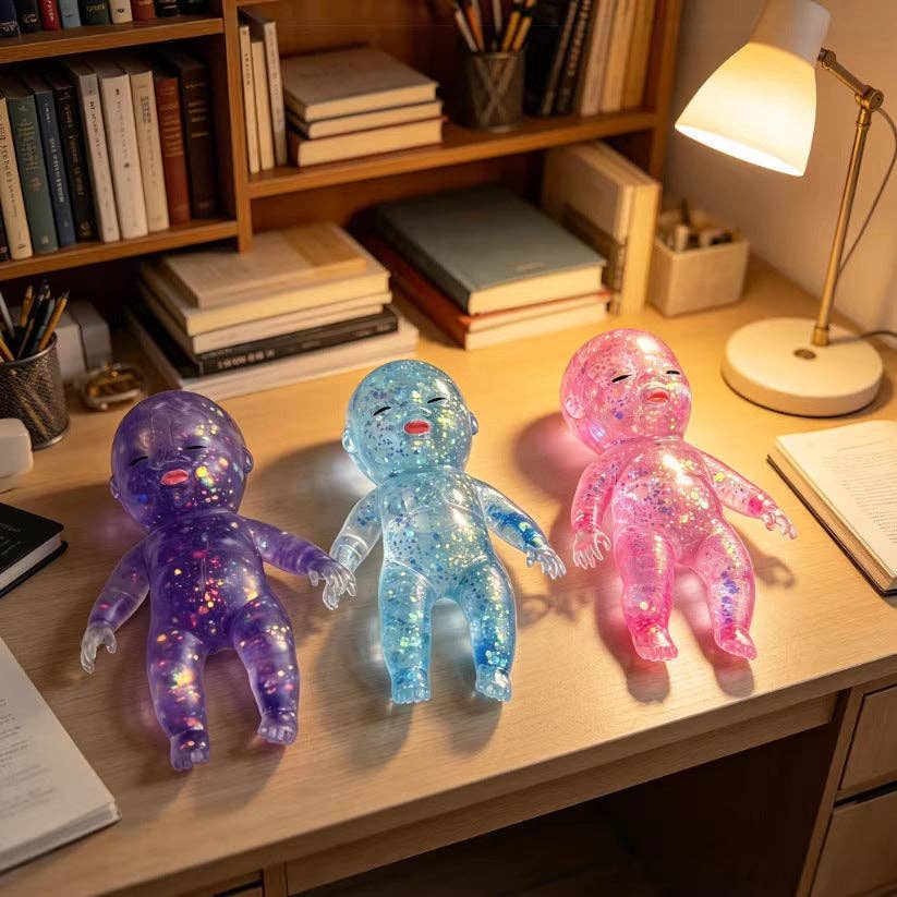 Glitter Jelly Doll Squishy Toy Soft Squeeze Stress Relief: Purple Glitter Doll Squishy / 14cm/5.5inch
