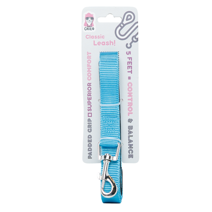 Padded Grip Dog Leash (5ft): Light Blue