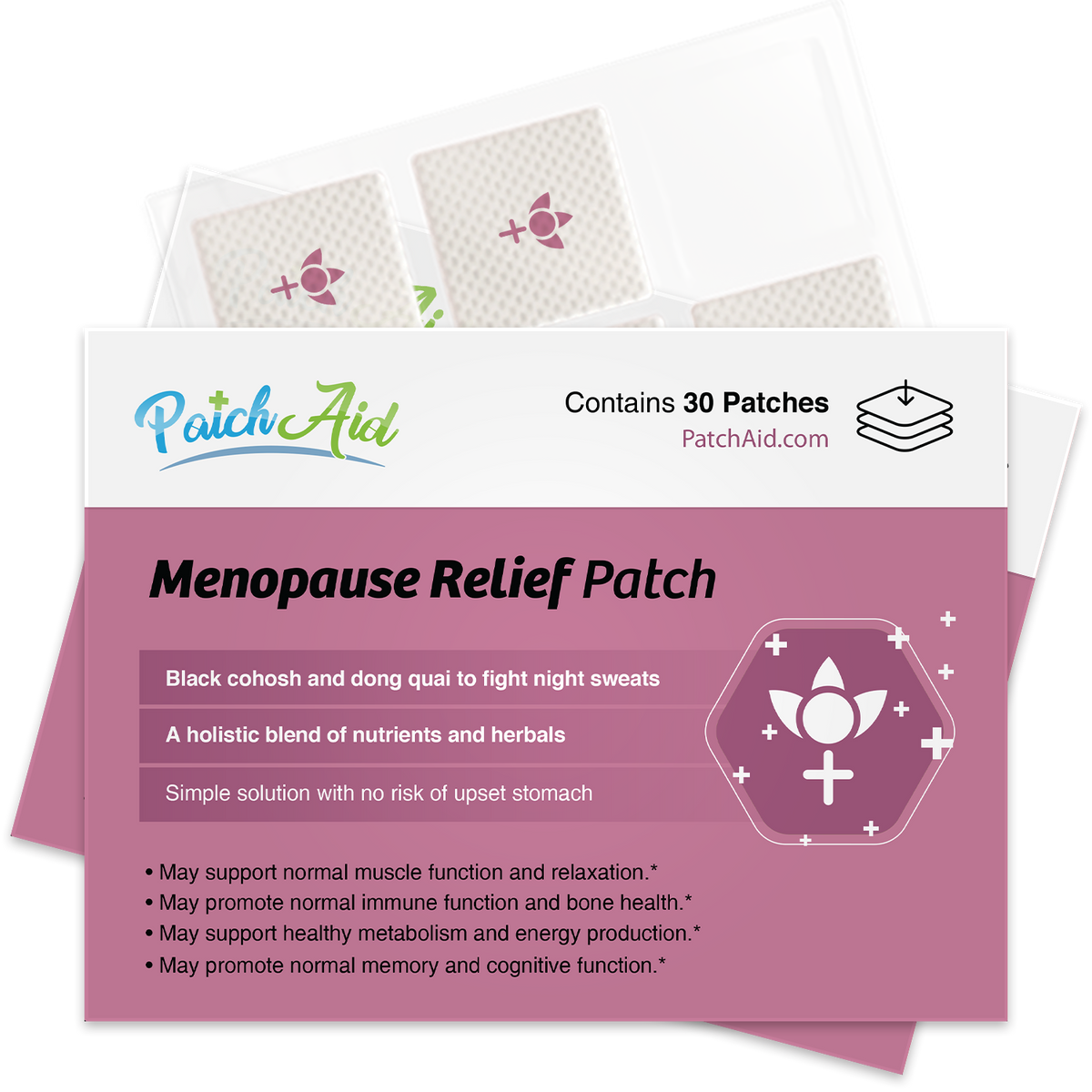 Menopause Relief Patch - Natural Symptom Relief & Support: 12-Pack with Display Case