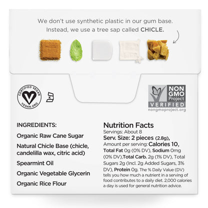 Spearmint Chewing Gum - Natural + Plastic-Free | 12 Pack