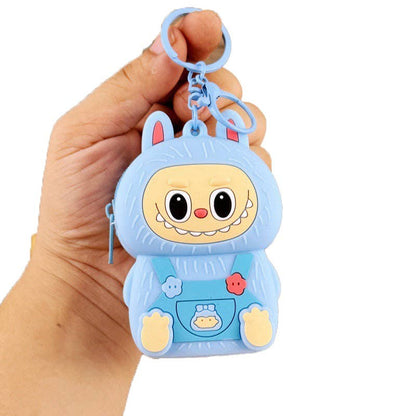 Cartoon Coin Purse Keychain Silicone Wallet Charm 5 Colors: Grey