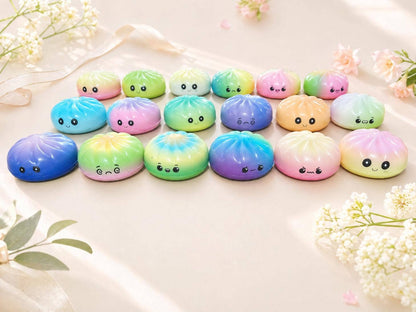 Dumpling Shape Squishy Soft Slow Rising Stress Relief Toy: Colorful Dumpling Squishy / Approx. 3.54" Diameter