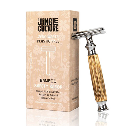 Bamboo Safety Razor - Unisex Eco-Friendly Razors, Zero Waste: Thick Handle / Dark Wood Tone