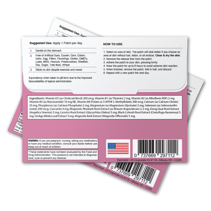 Menopause Relief Patch - Natural Symptom Relief & Support: 12-Pack with Display Case