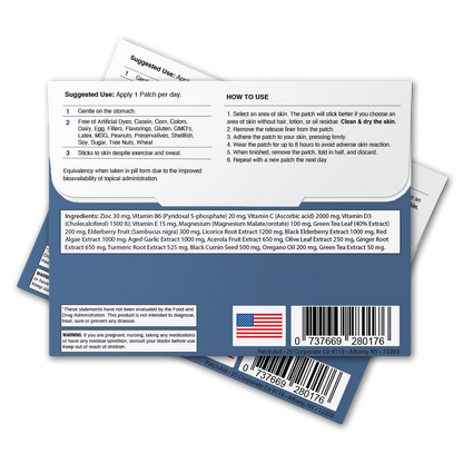 Immune Defense Plus Patch - Immune Support with Zinc & C, D: 12-Pack with Display Case