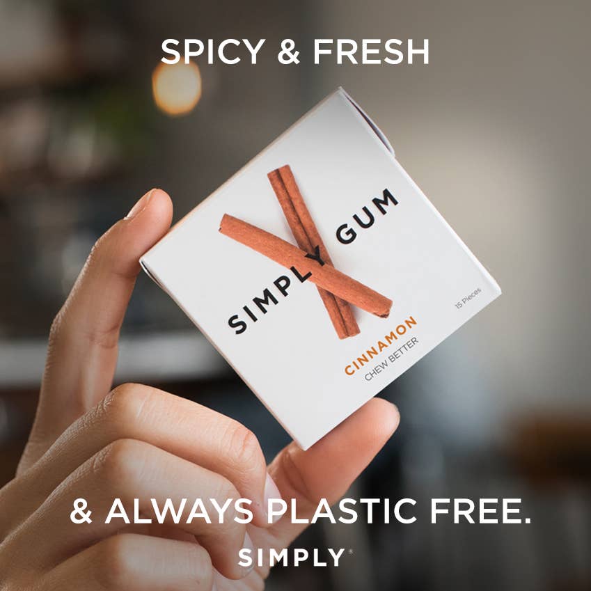 Cinnamon Chewing Gum - Natural + Plastic-Free | 12 Pack