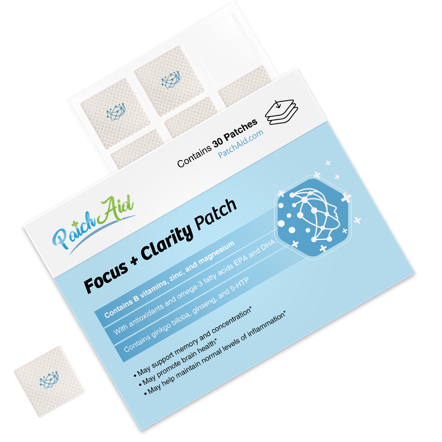 Focus and Clarity Patch - Cognitive & Memory Function: 12-Pack with Display Case
