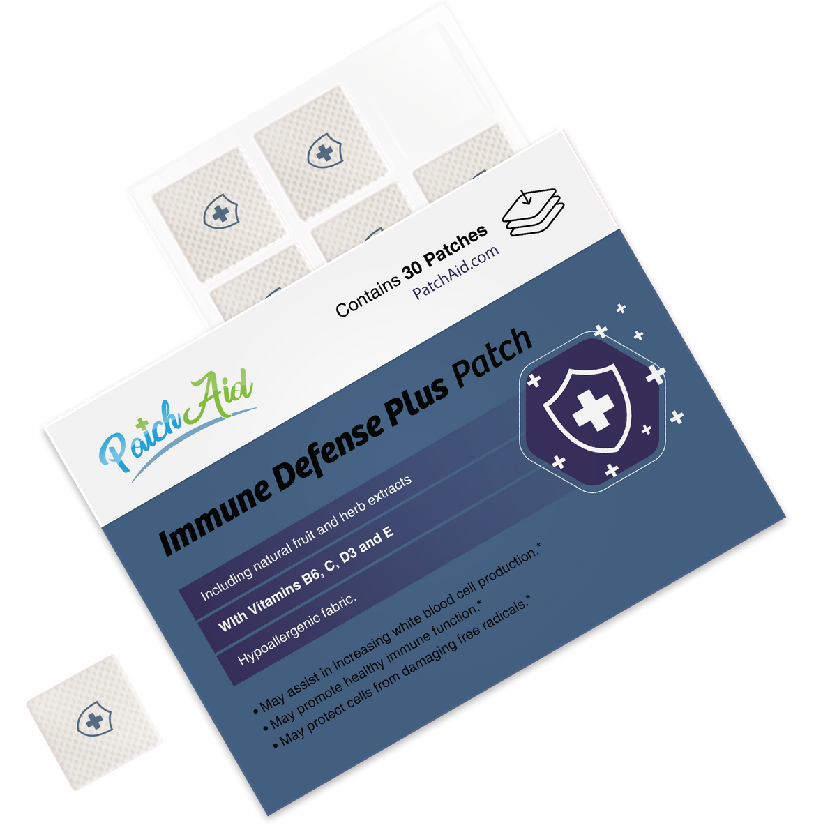 Immune Defense Plus Patch - Immune Support with Zinc & C, D: 12-Pack with Display Case