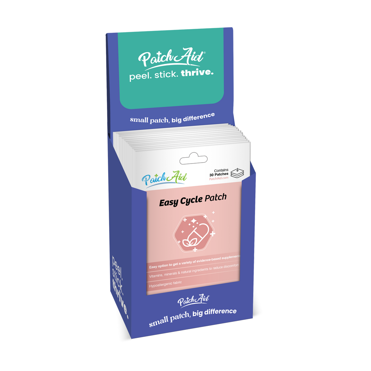Easy Cycle Patch - Menstrual Relief & Hormone Support: 12-Pack with Display Case