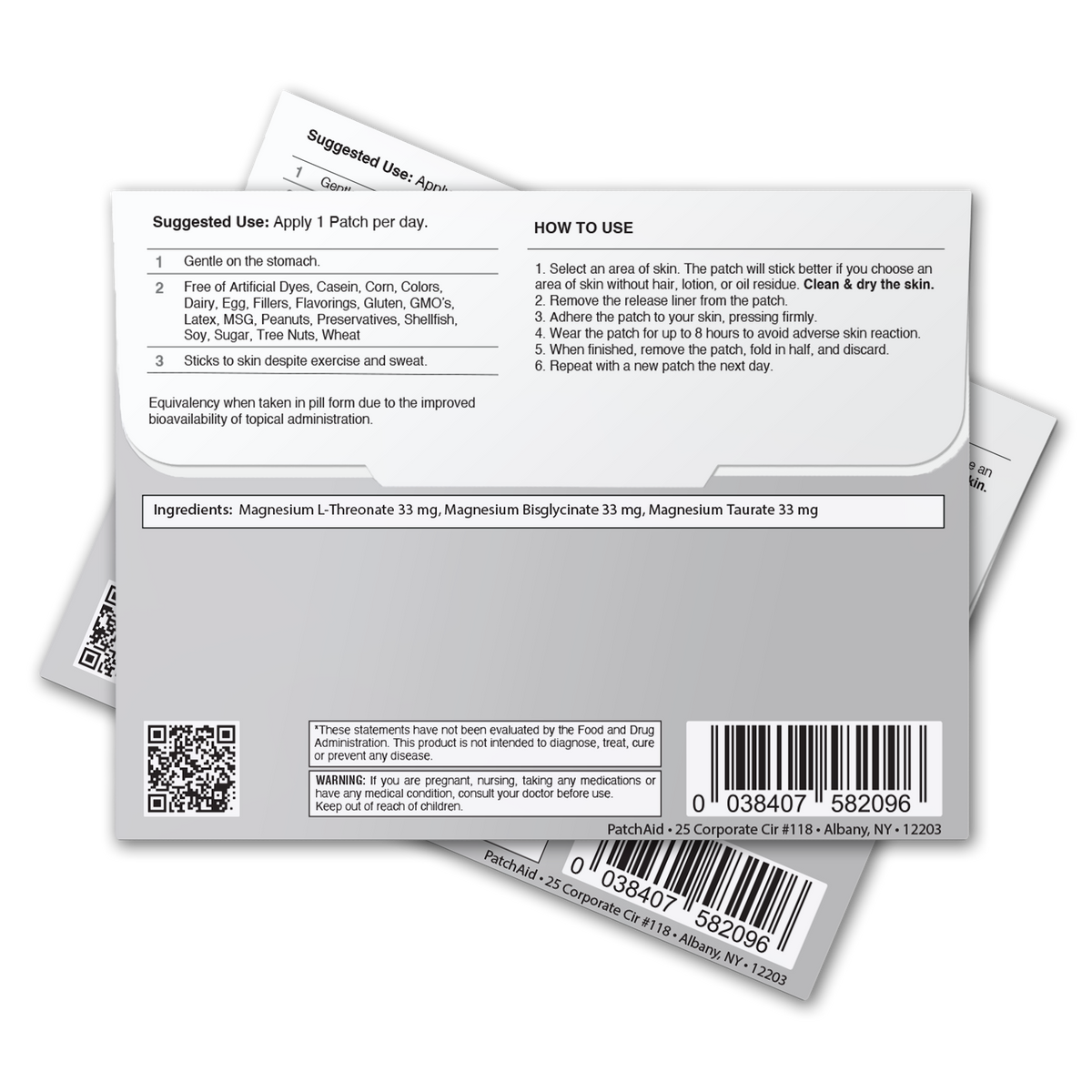 Triple Magnesium Complex Patch - Relaxation & Muscle Support: 12-Pack with Display Case