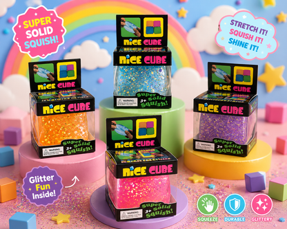 Nice Cube Squishy Toy Set – Fidget Cubes Glitter Series