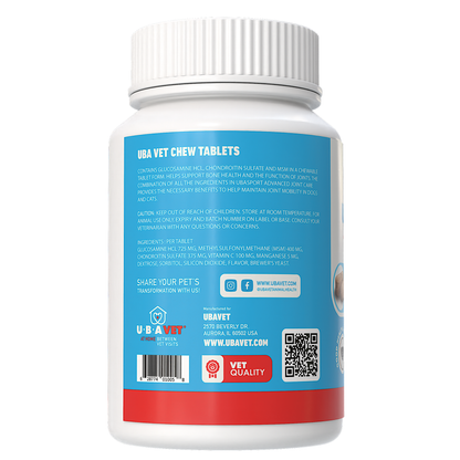 UBAVET Joint Support Chew Tablets for Dog & Cats: 90 ct