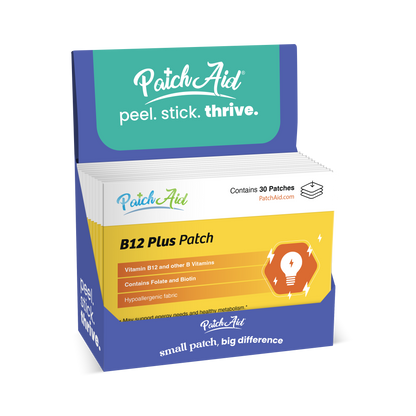 B12 Energy Plus Vitamin Patch - Energy & Mood Support: 12-Pack with Display Case